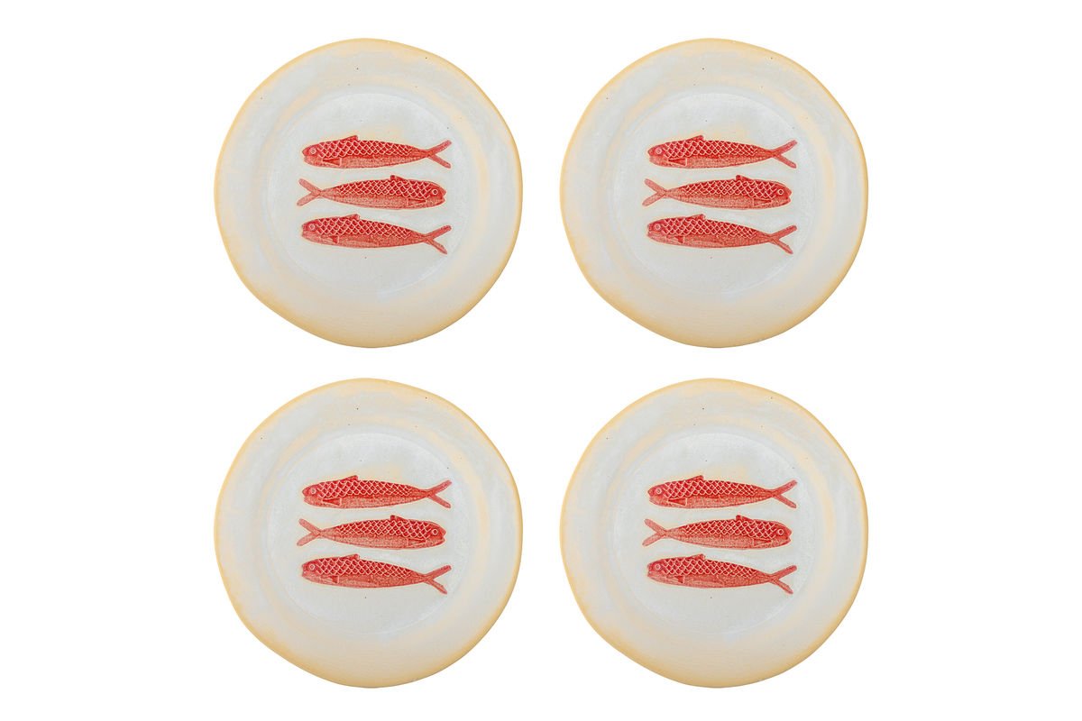 Maris Plate Set – Stoneware with Fish Motif (Set of 4)