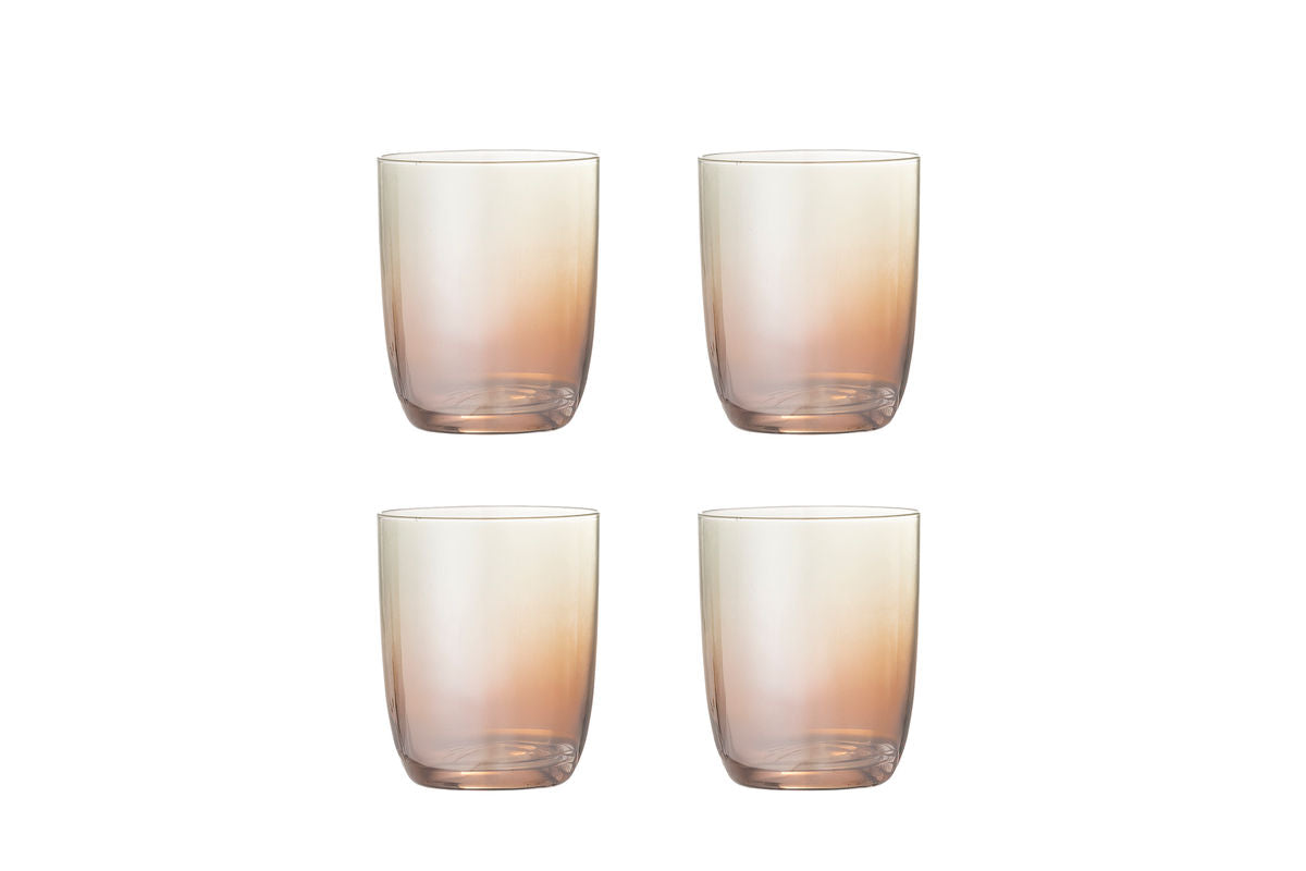 Noemi Drinking Glasses – Glass in Bronze with Mother-of-Pearl Rim (Set of 4)