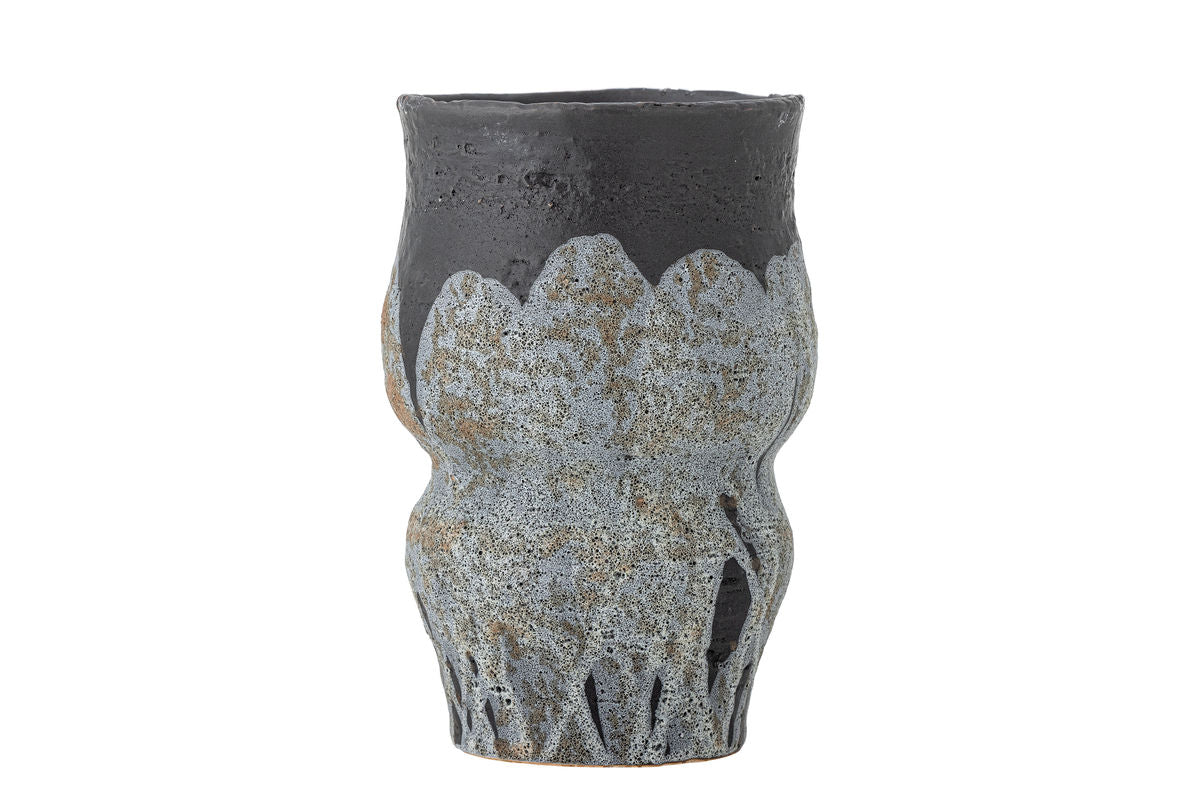 Flower Pot Elvar – Textured Glaze in Blue with Earth Tones
