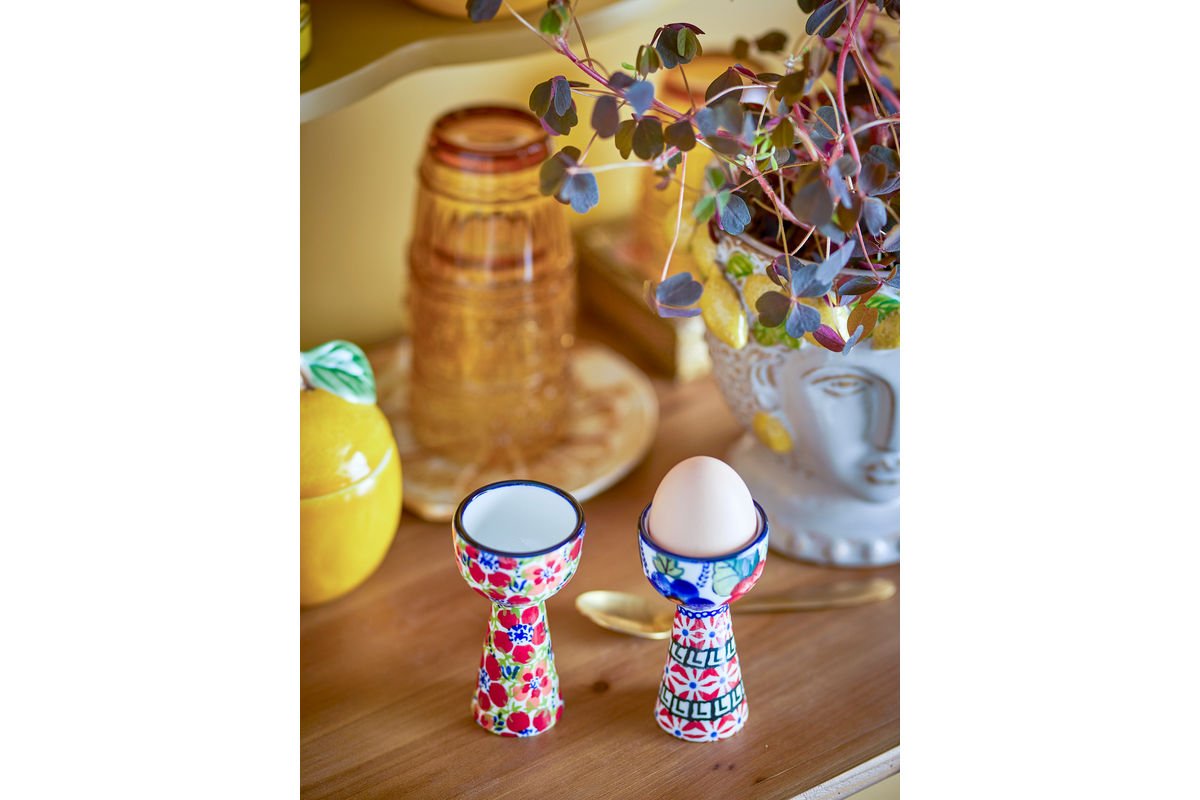 Egg Cup Granny – Hand-Painted Floral Motifs in Stoneware (Set of 2)