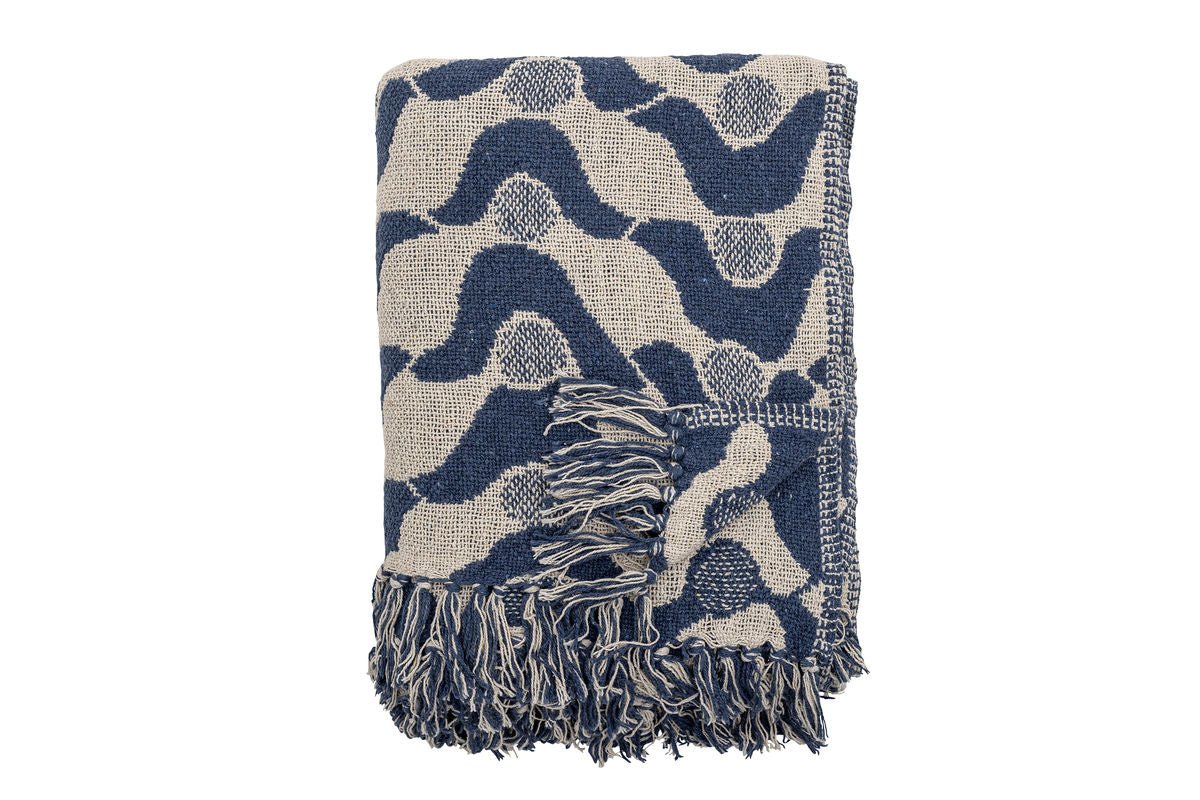 Valea Throw Blanket - Blue, made from recycled cotton