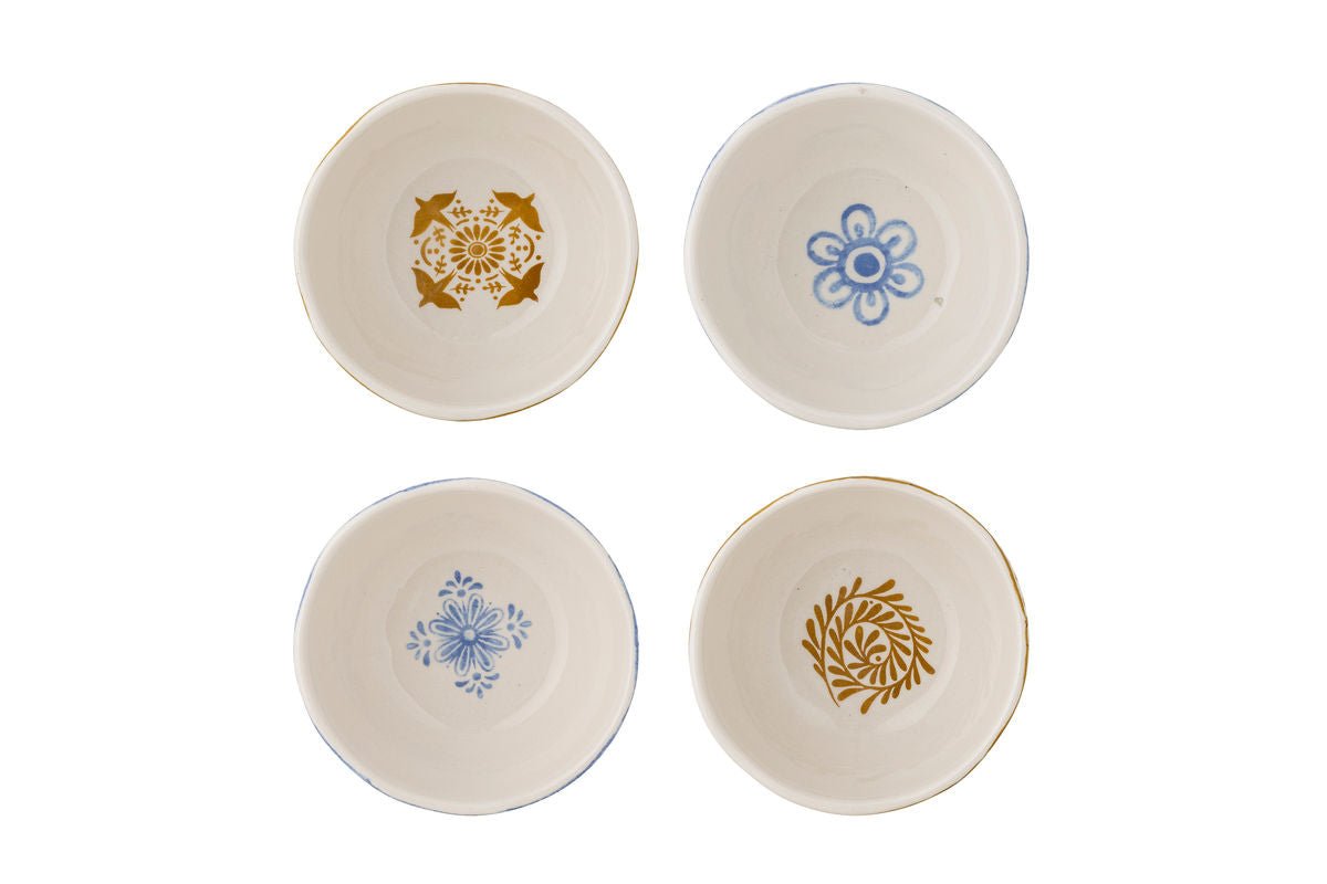 Savio Bowls – Decorative Patterns in Blue and Gold Tones (Set of 4)