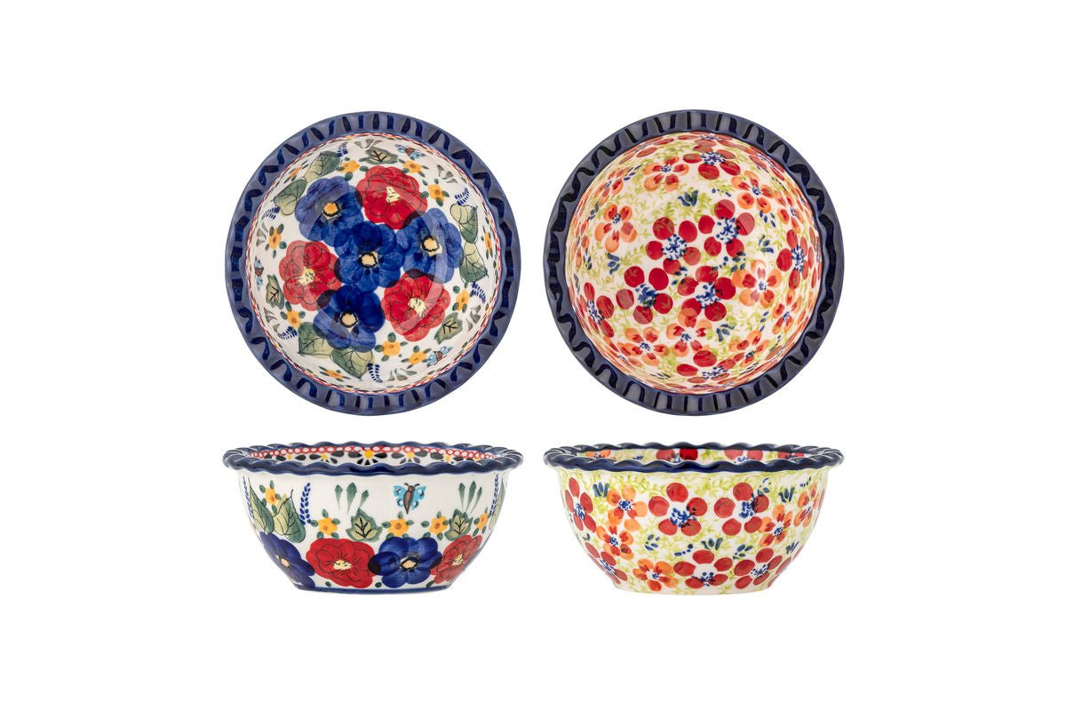 Schalen Fiora – Handdekorierte Blumenmotive aus Steingut (2er-Set)