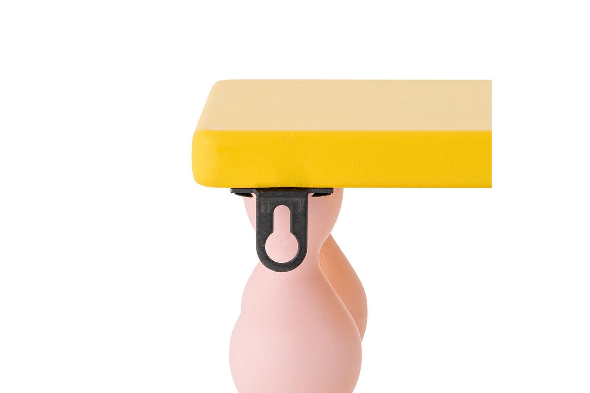 Children's Shelf Lyon – Yellow Wall Shelf with Pink Legs