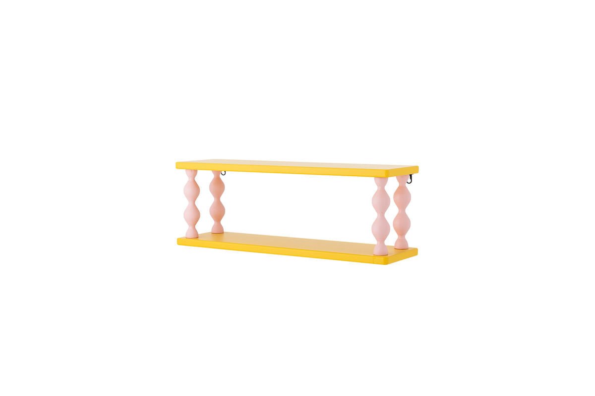 Children's Shelf Lyon – Yellow Wall Shelf with Pink Legs