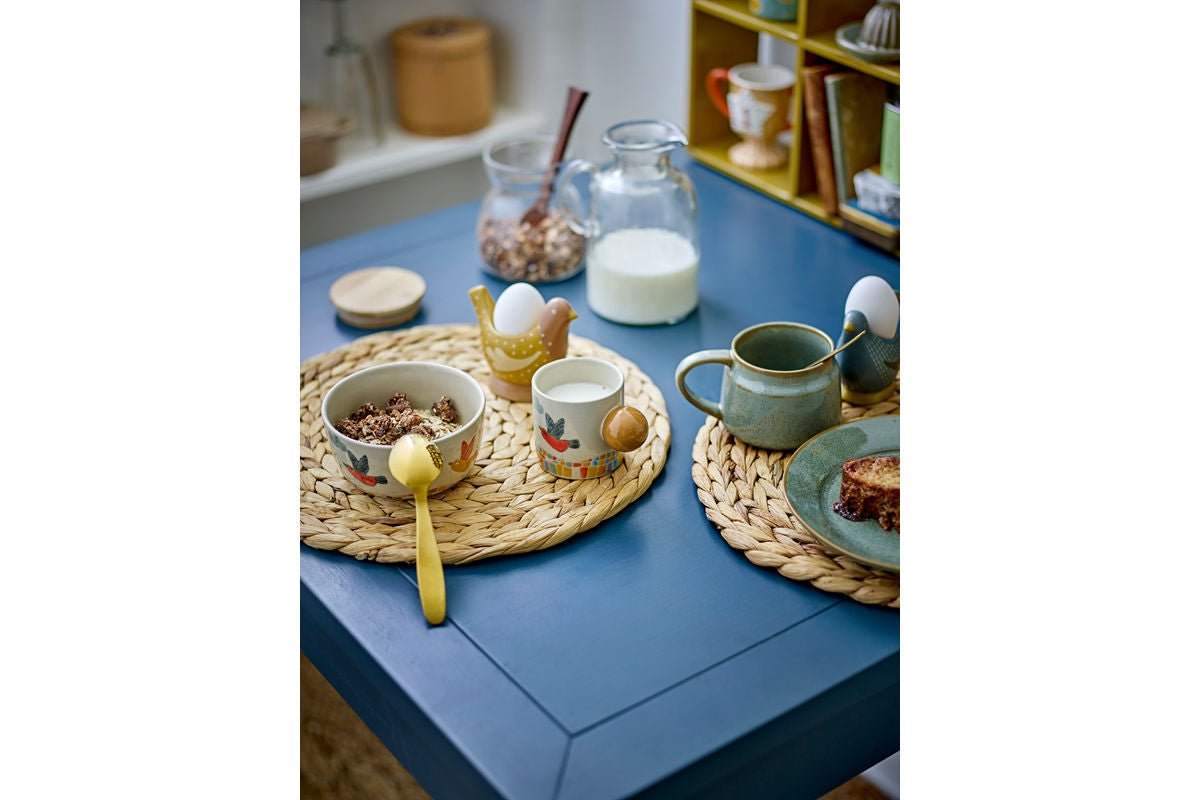 Egg Cups Maya – Hand-Painted Bird Motifs in Stoneware (Set of 2)