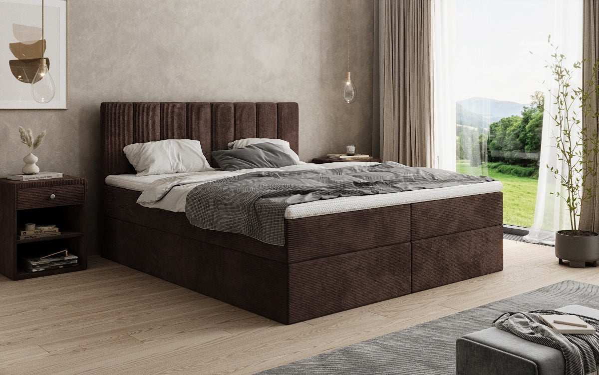Sofia box spring bed in Corduroy with storage