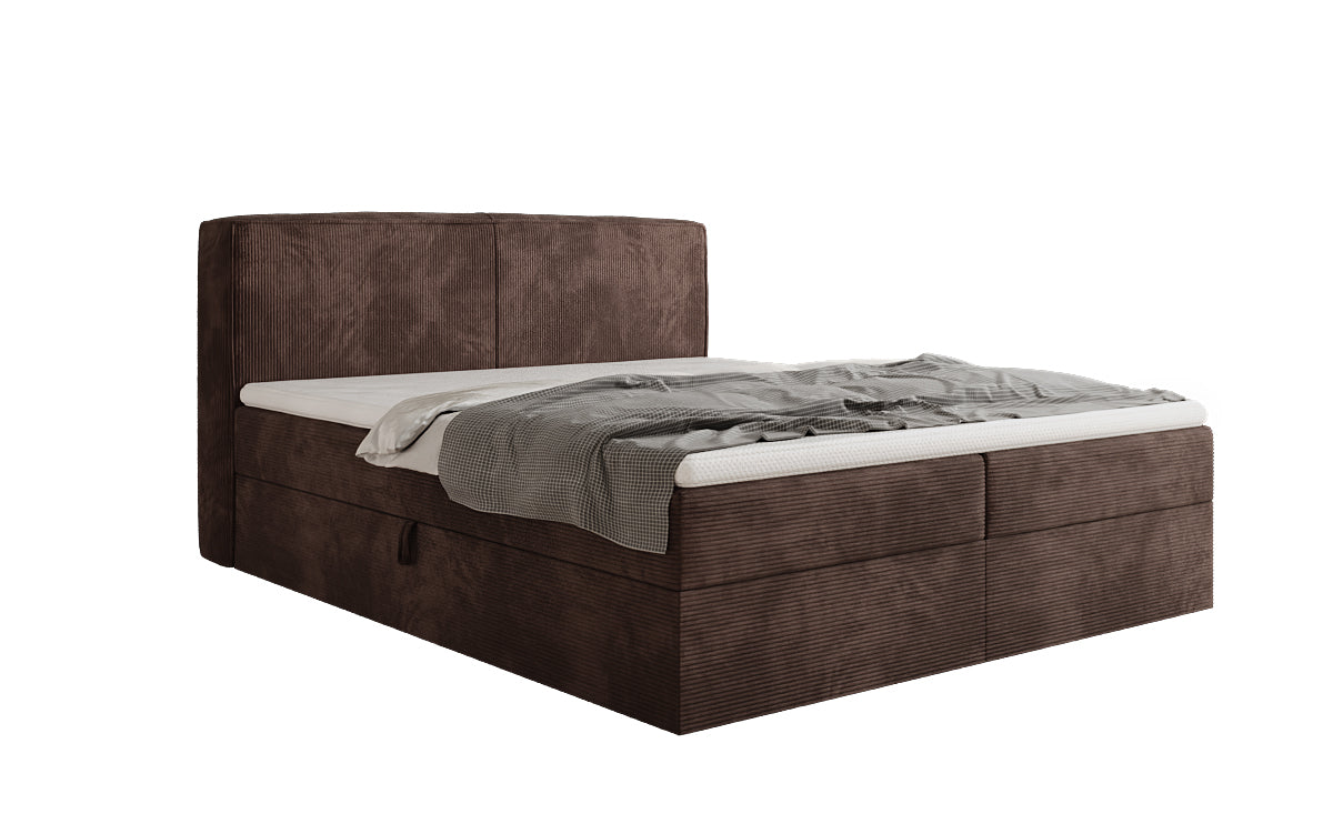 Box spring bed Marea in Corduroy with storage space