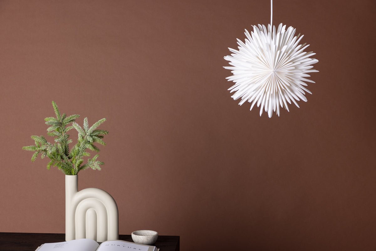 Christmas ceiling light Lyra - ⌀ 35 cm in White & Brown