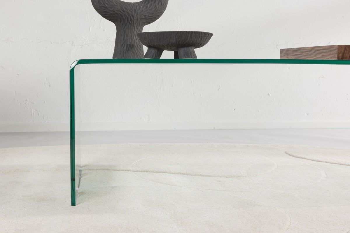 Coffee table Klaro - made of glass with wooden tray