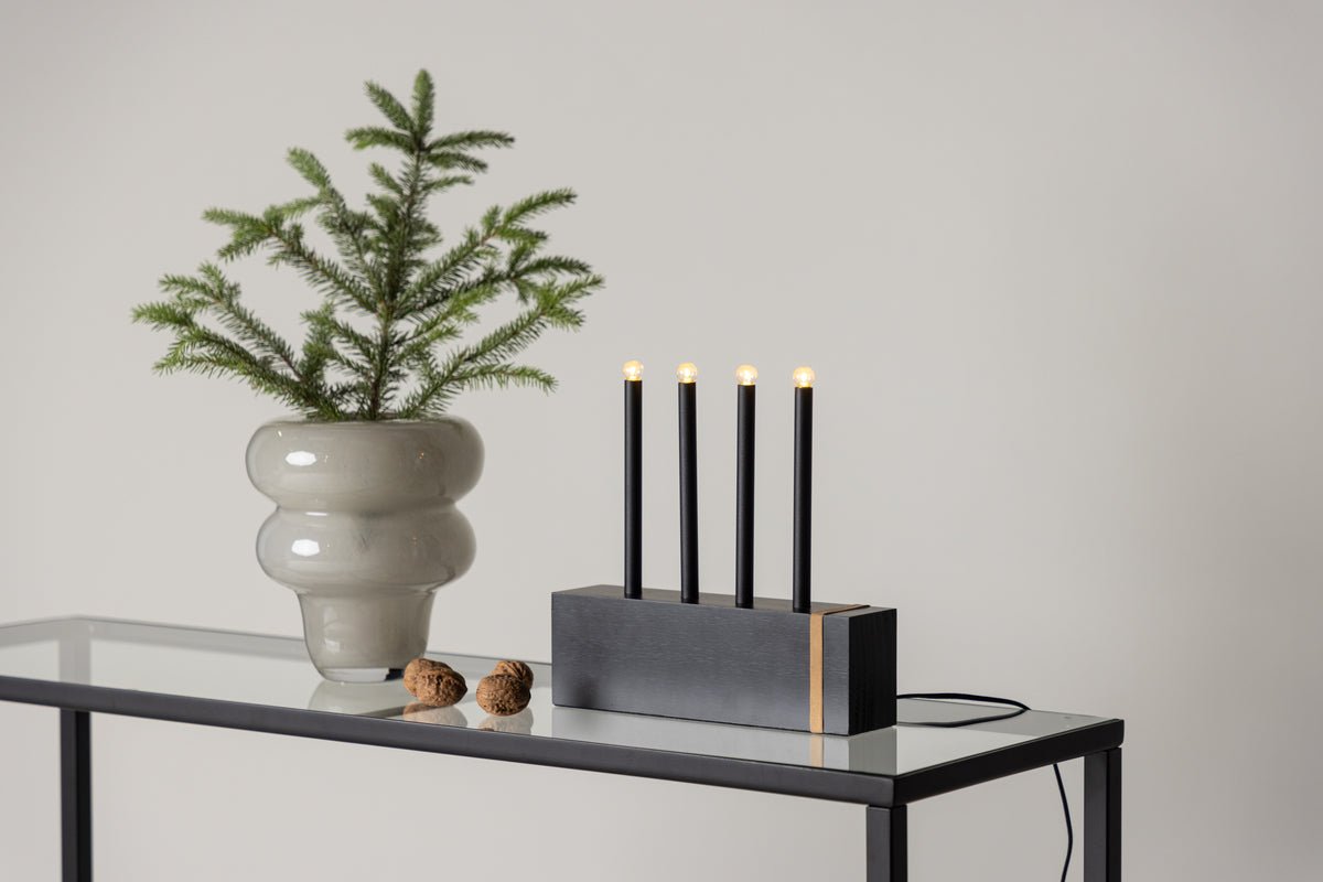 Christmas lighting Mira - in Black with 4 candles