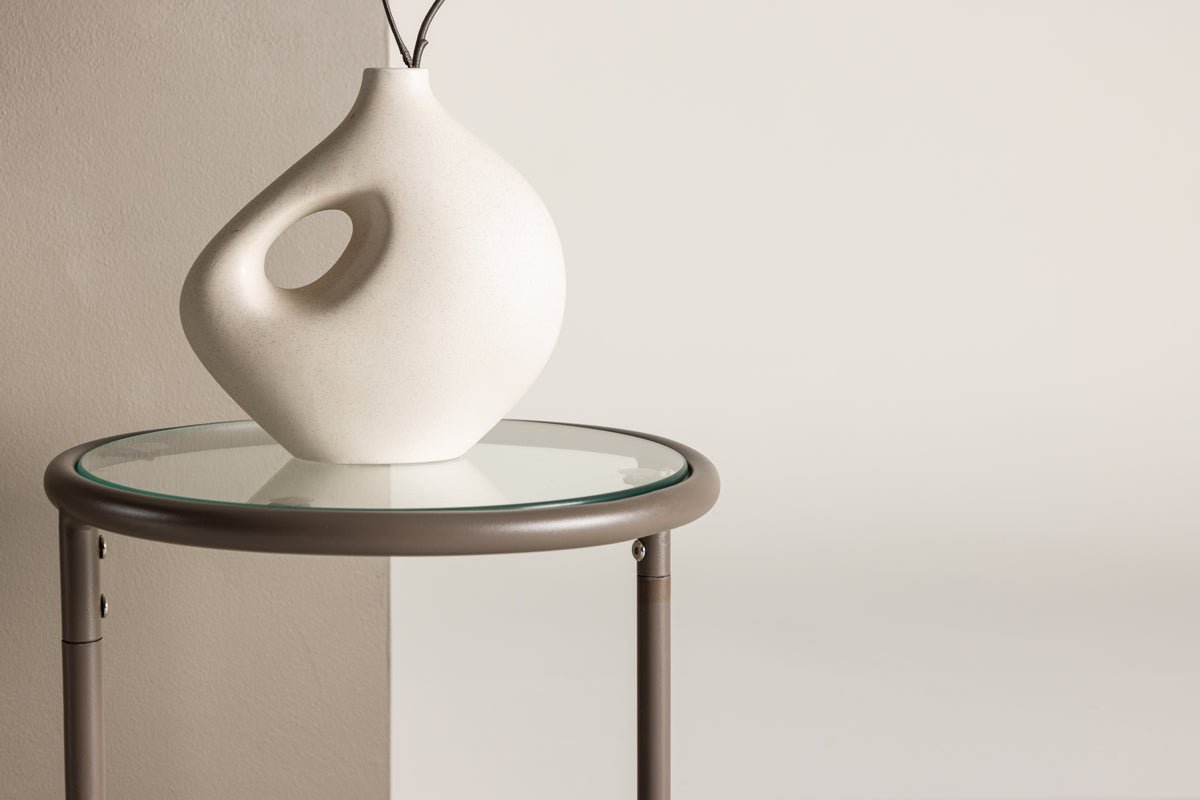 Side table Avenger – in Brown with glass top