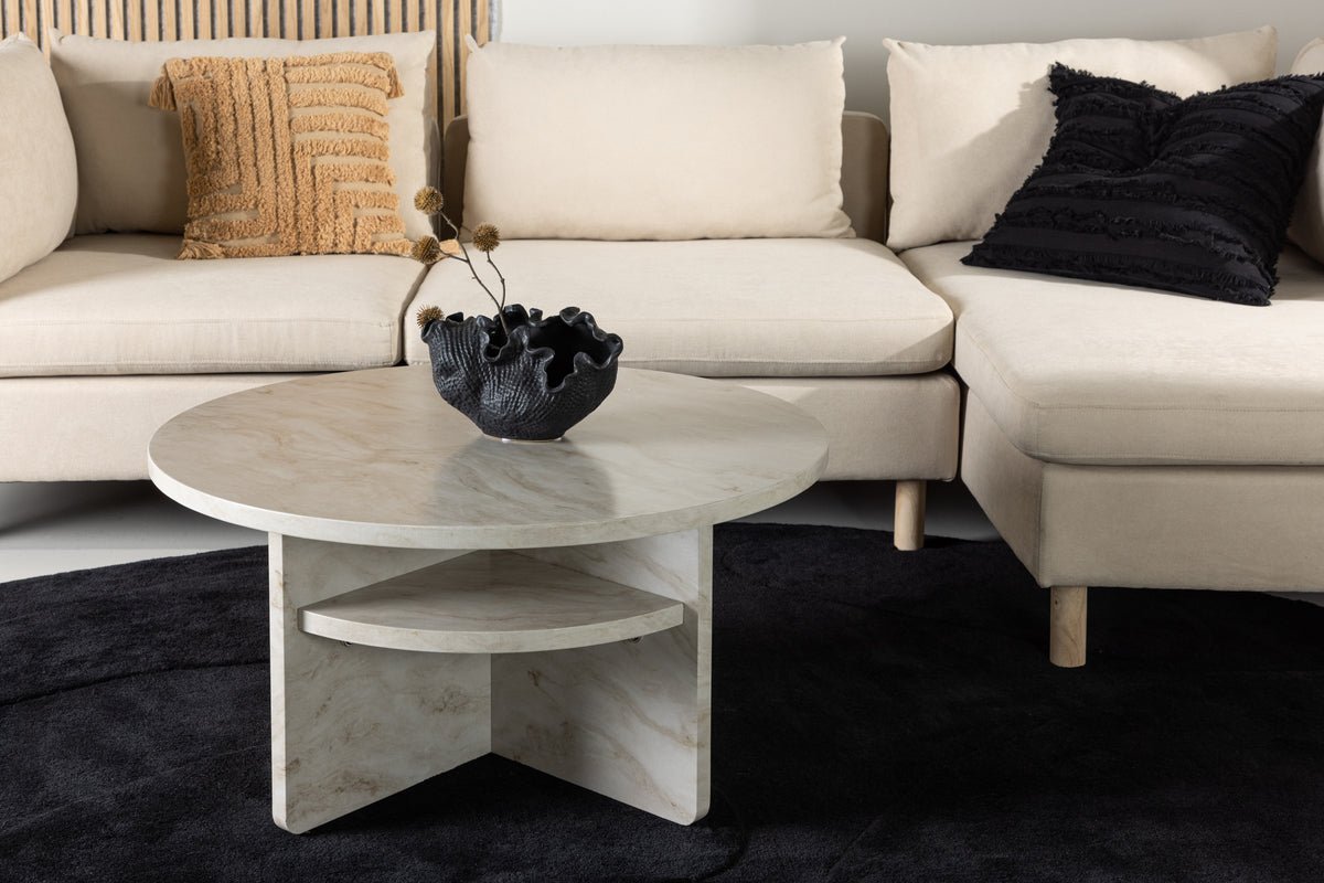 Coffee table Morma - with marble look and storage compartment