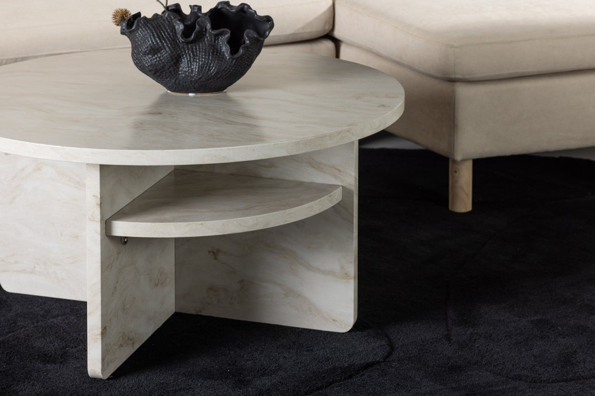 Coffee table Morma - with marble look and storage compartment
