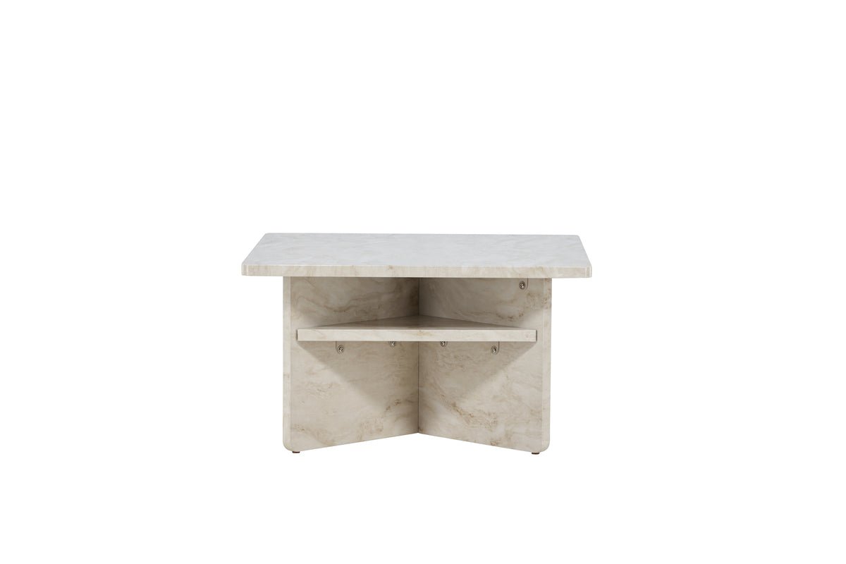 Coffee table Morma - with marble look and storage compartment