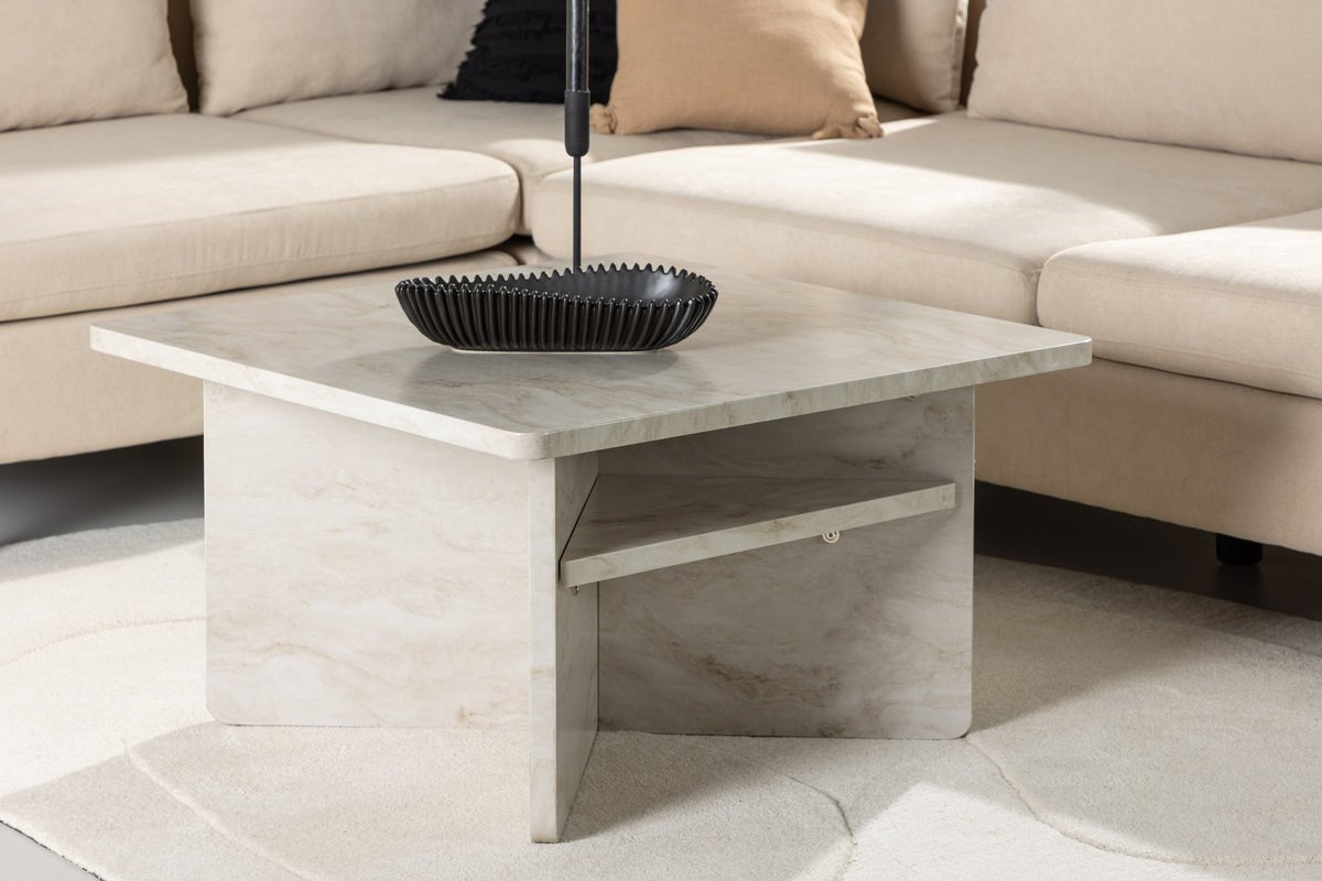 Coffee table Morma - with marble look and storage compartment