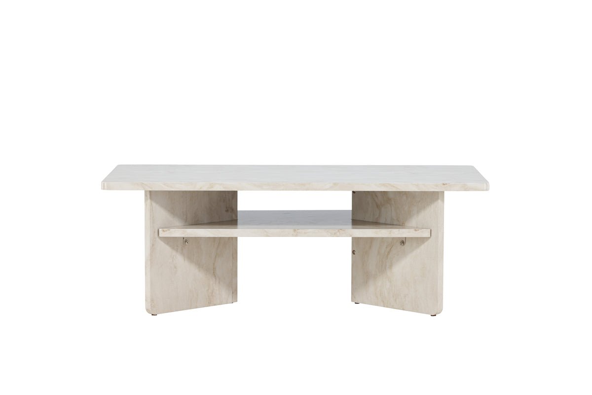 Coffee table Morma - with marble look and storage compartment
