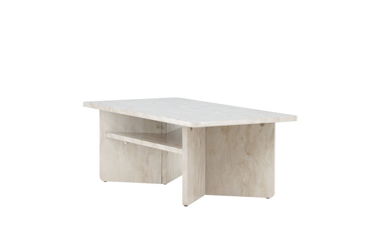 Coffee table Morma - with marble look and storage compartment
