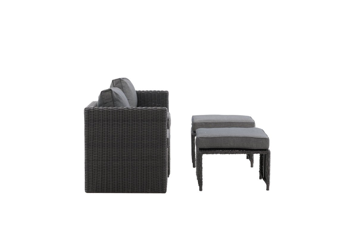 Garden Lounge Set Dakar - made of black synthetic fiber rattan