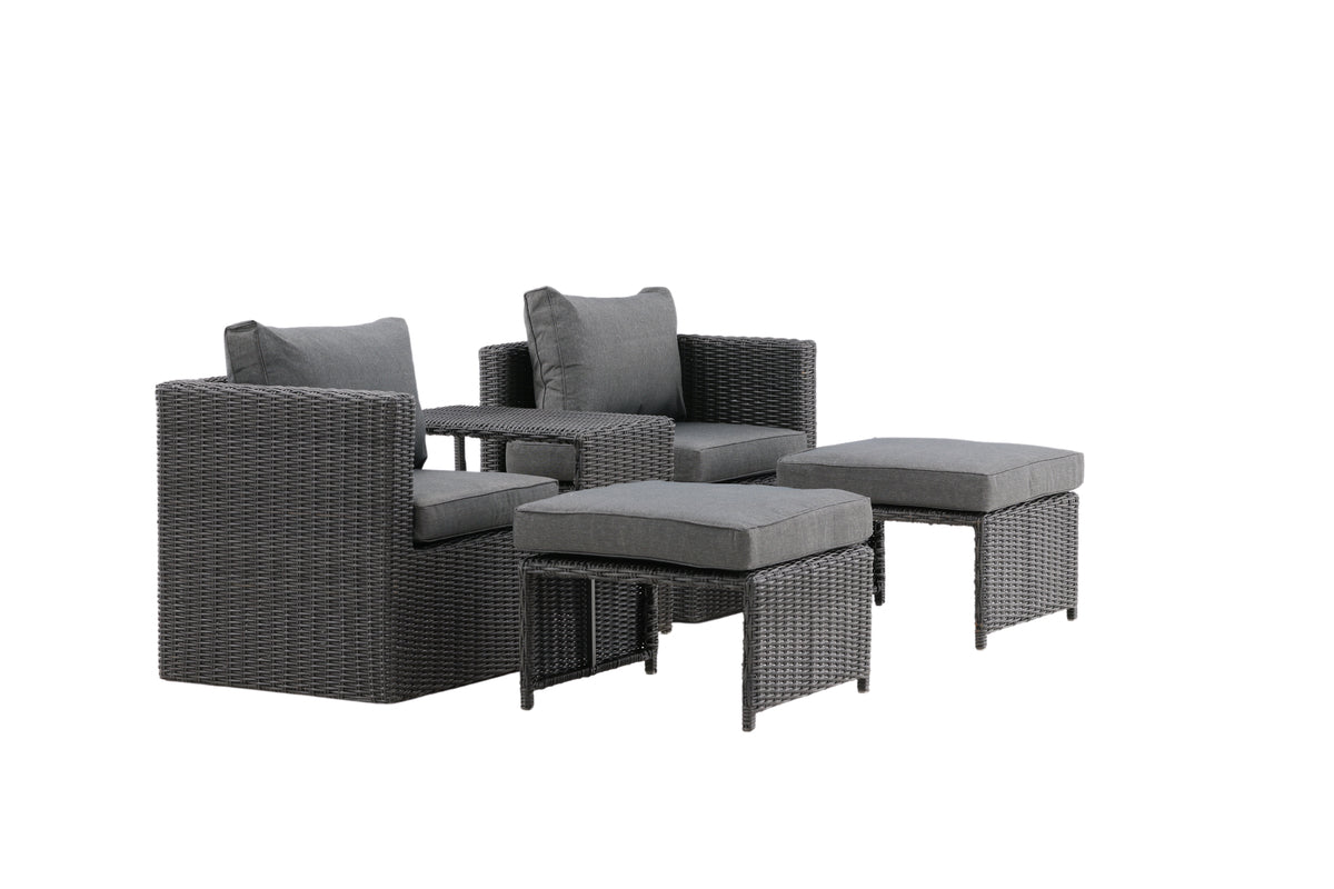 Garden Lounge Set Dakar - made of black synthetic fiber rattan