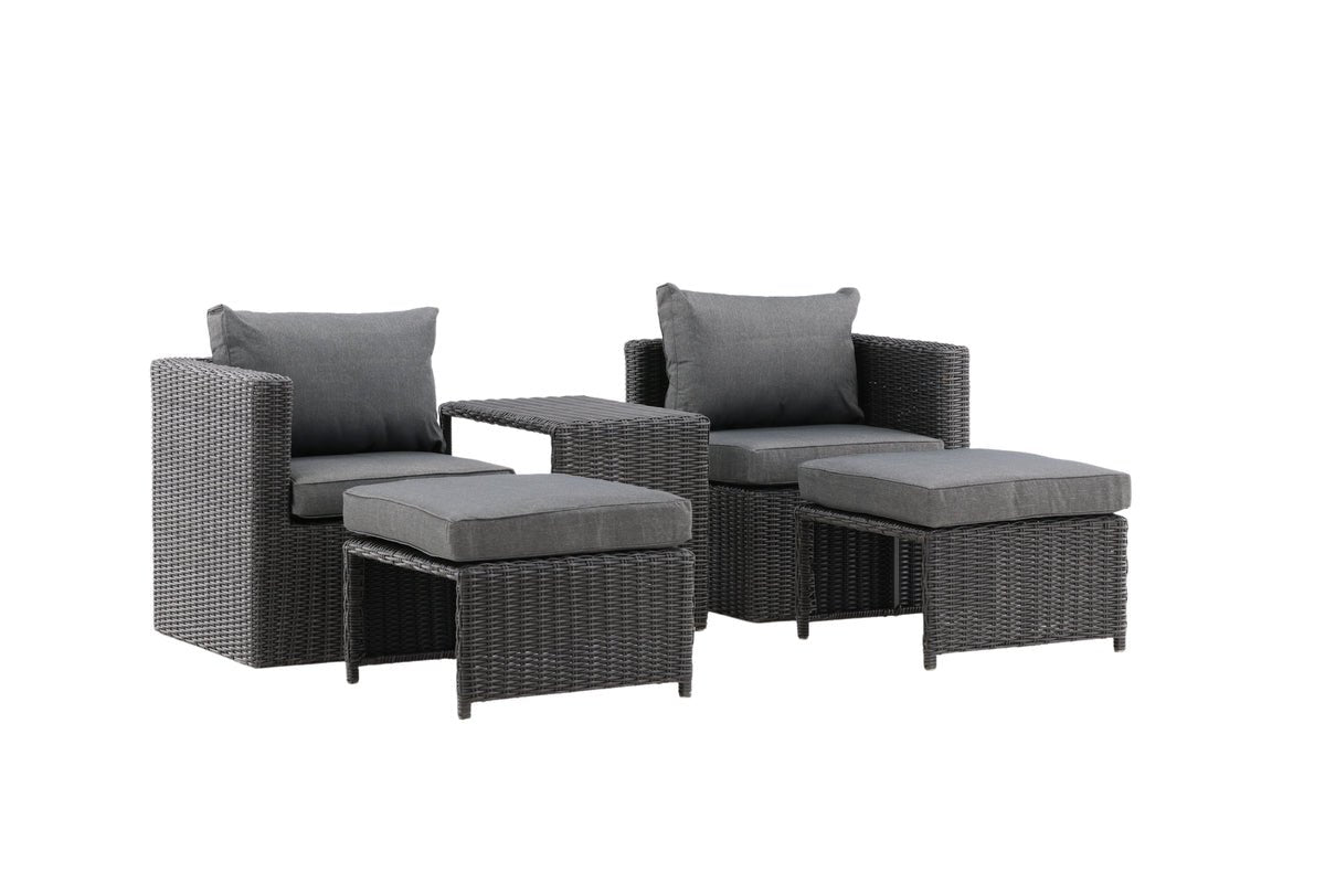 Garden Lounge Set Dakar - made of black synthetic fiber rattan