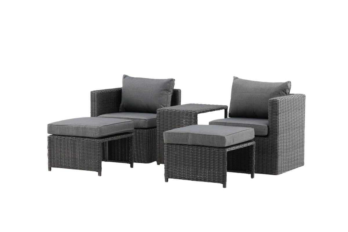 Garden Lounge Set Dakar - made of black synthetic fiber rattan