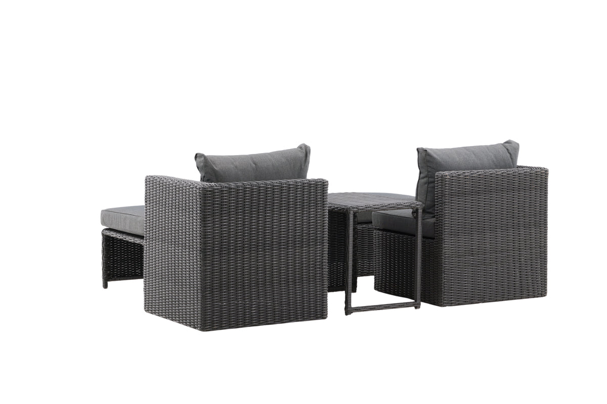 Garden Lounge Set Dakar - made of black synthetic fiber rattan