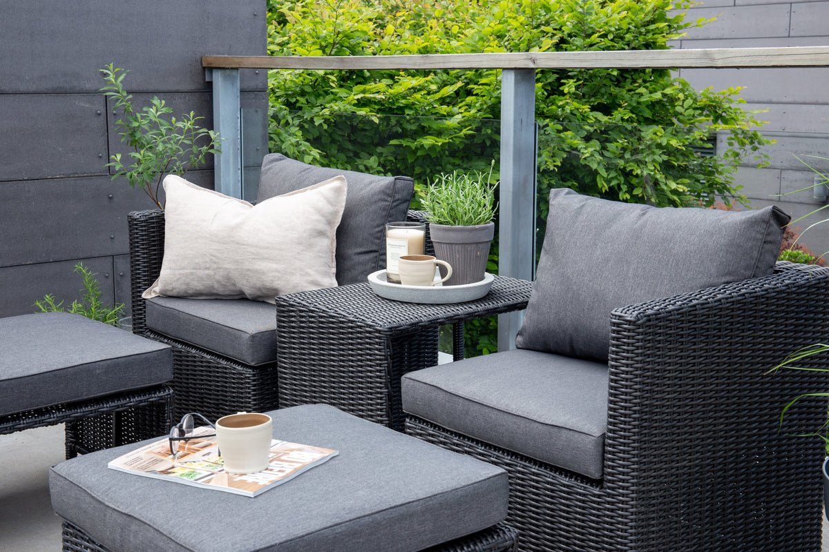 Garden Lounge Set Dakar - made of black synthetic fiber rattan