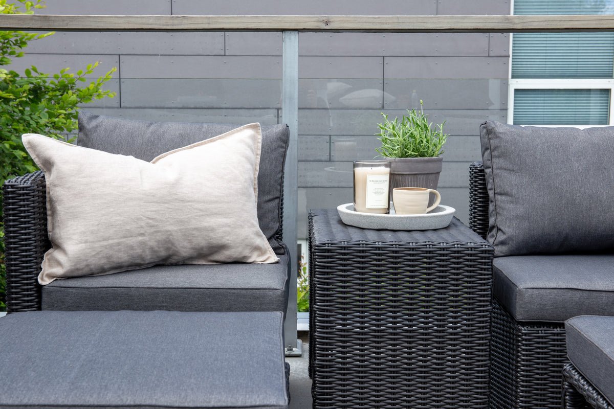 Garden Lounge Set Dakar - made of black synthetic fiber rattan