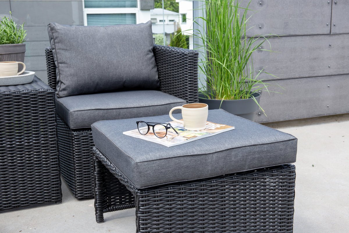Garden Lounge Set Dakar - made of black synthetic fiber rattan