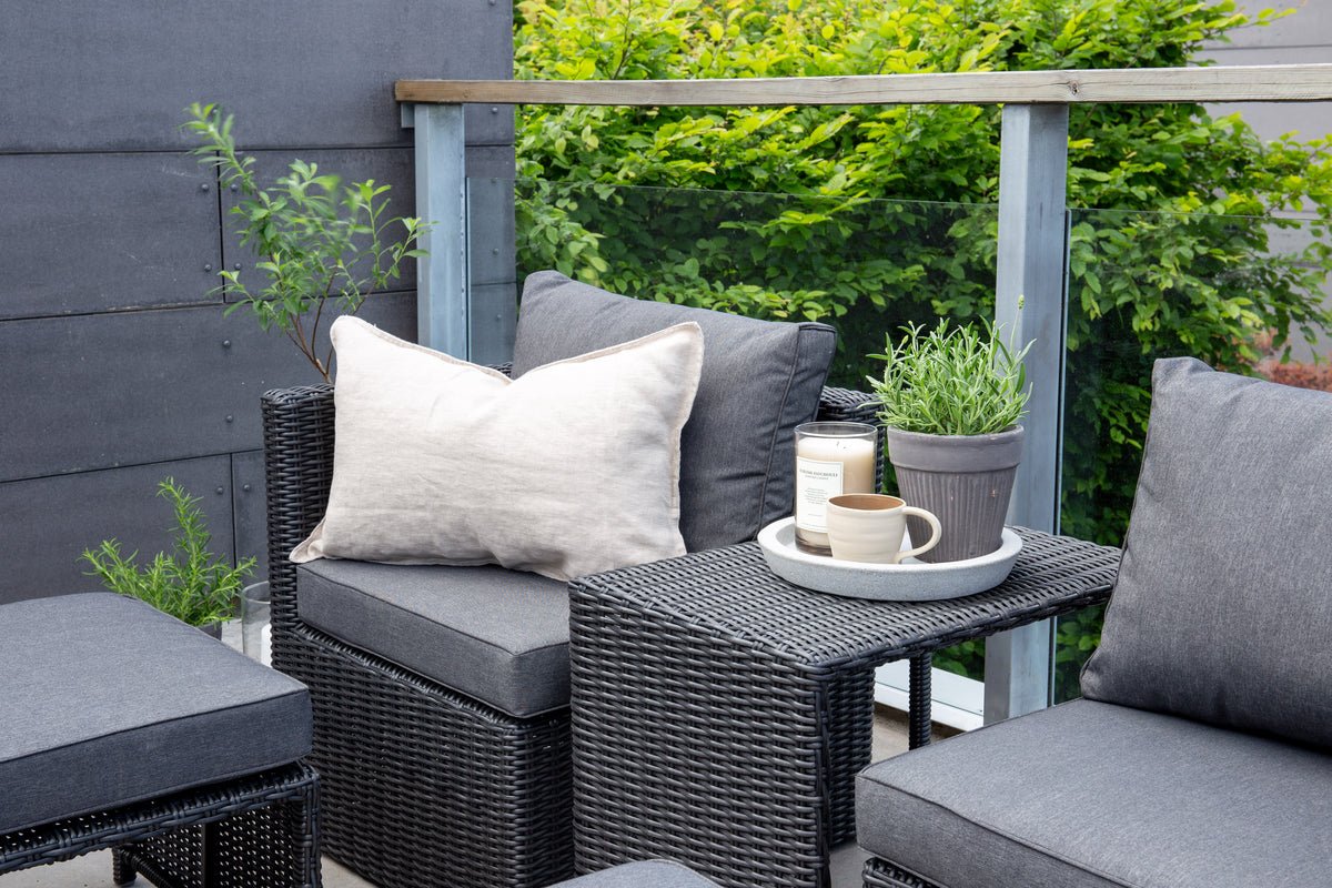 Garden Lounge Set Dakar - made of black synthetic fiber rattan