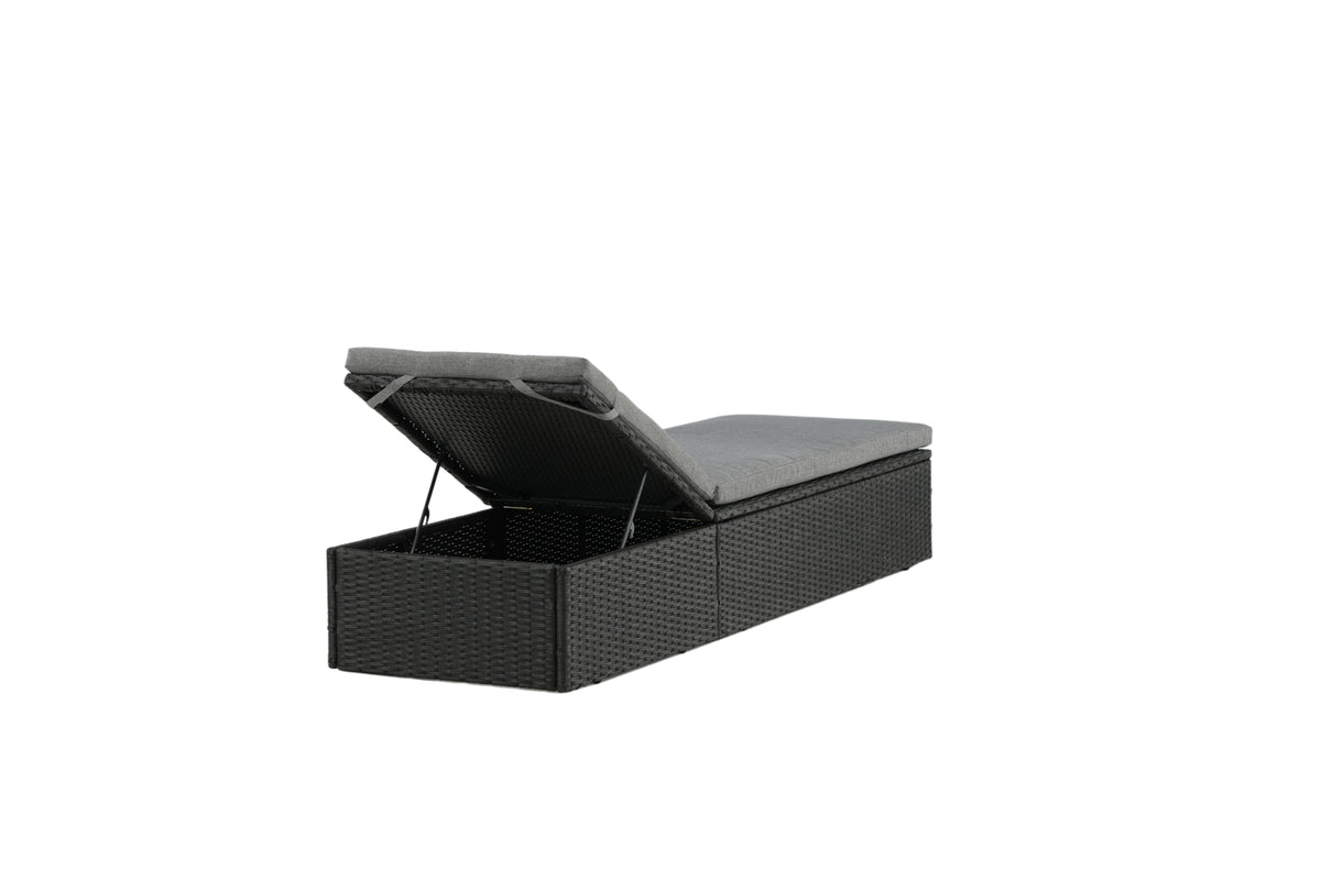 Garden Sun Lounger Dakar - including gray cushion and adjustable backrest