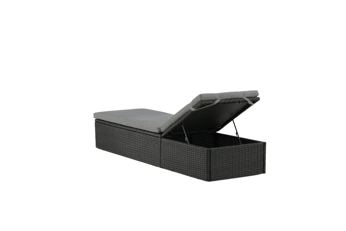 Garden Sun Lounger Dakar - including gray cushion and adjustable backrest