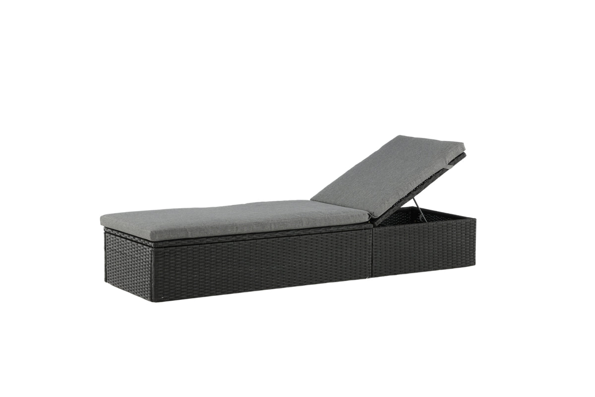 Garden Sun Lounger Dakar - including gray cushion and adjustable backrest