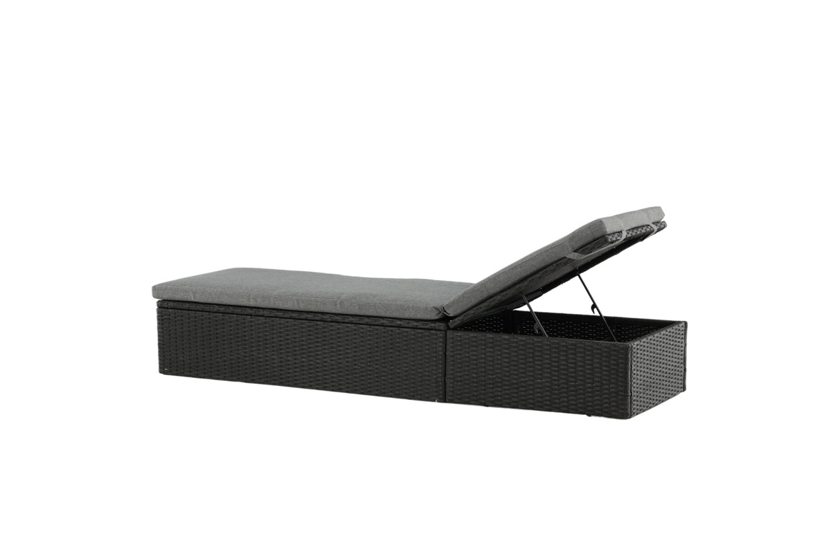Garden Sun Lounger Dakar - including gray cushion and adjustable backrest