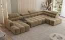 Designer sofa living area Mia with electric seat extension in chenille