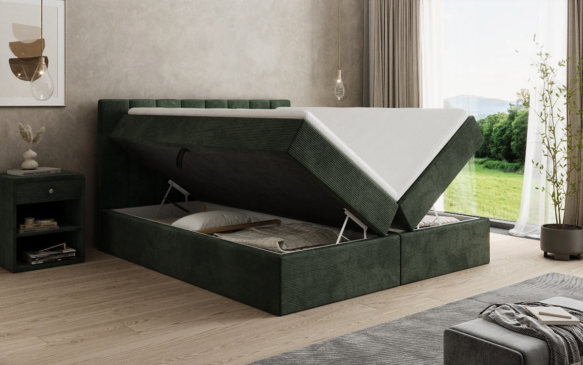 Sofia box spring bed in Corduroy with storage