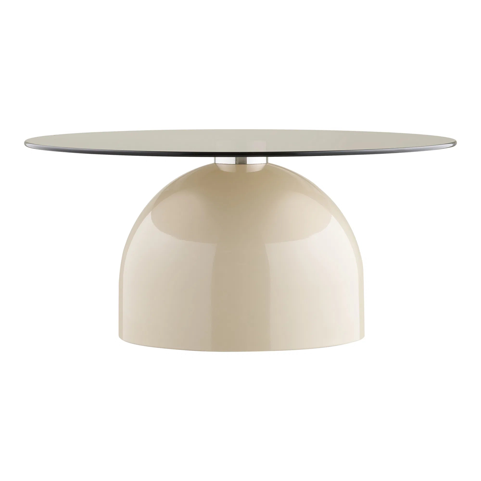 Solvaira Coffee Table – with Round Glass Top and Sculptural Metal Base