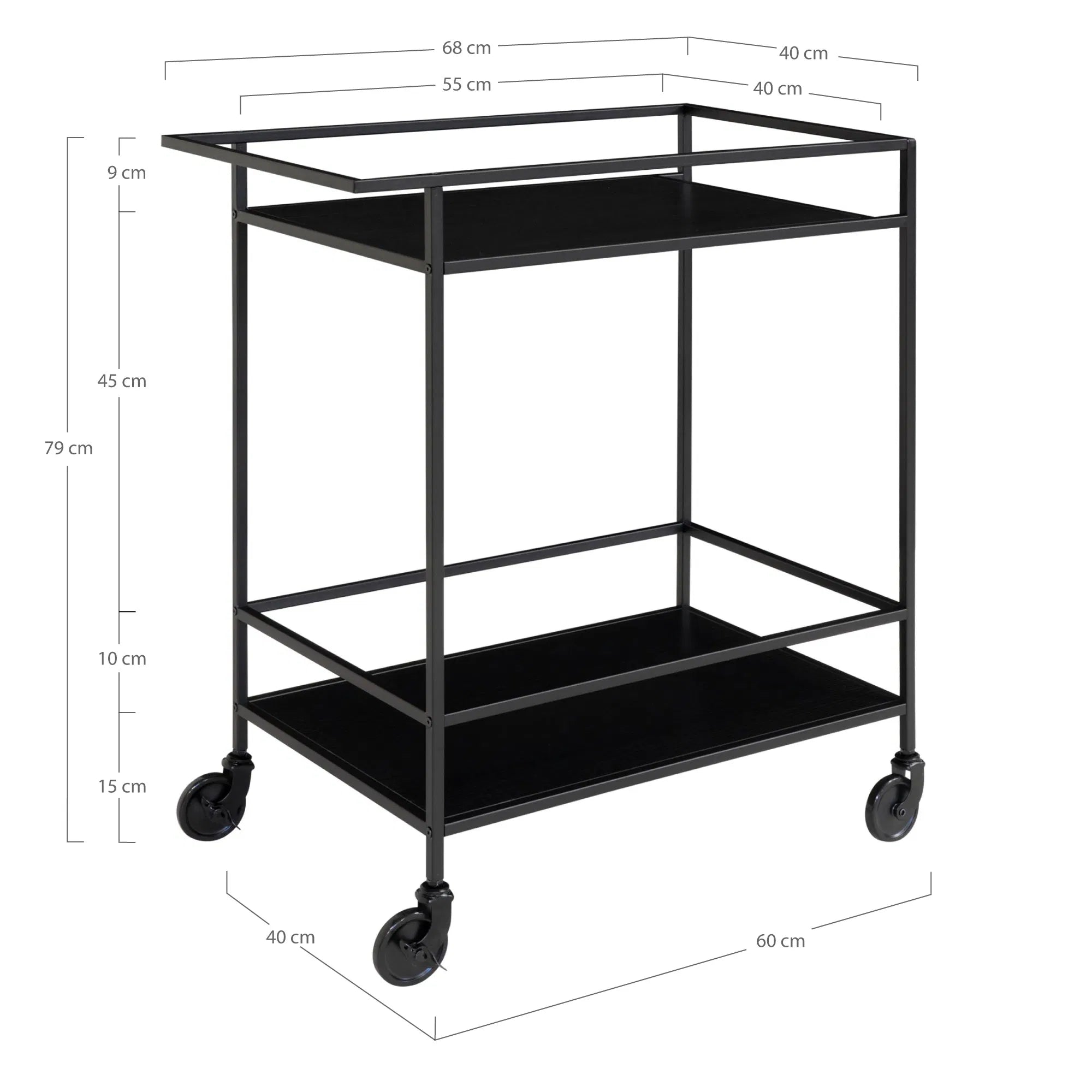 Quarto Serving Cart with Metal Frame