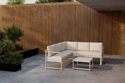 Garden Lounge Set Nadi – 3-piece with Table in Beige made of Aluminum & Polyester