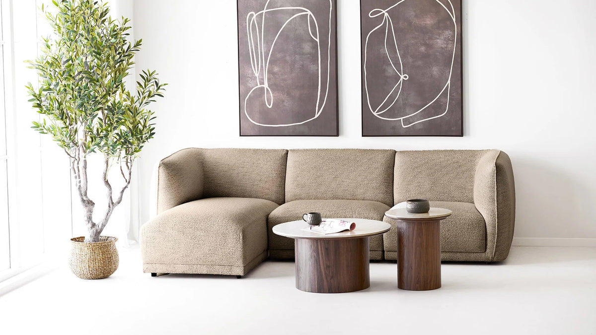 Side table Lykke - in travertine look