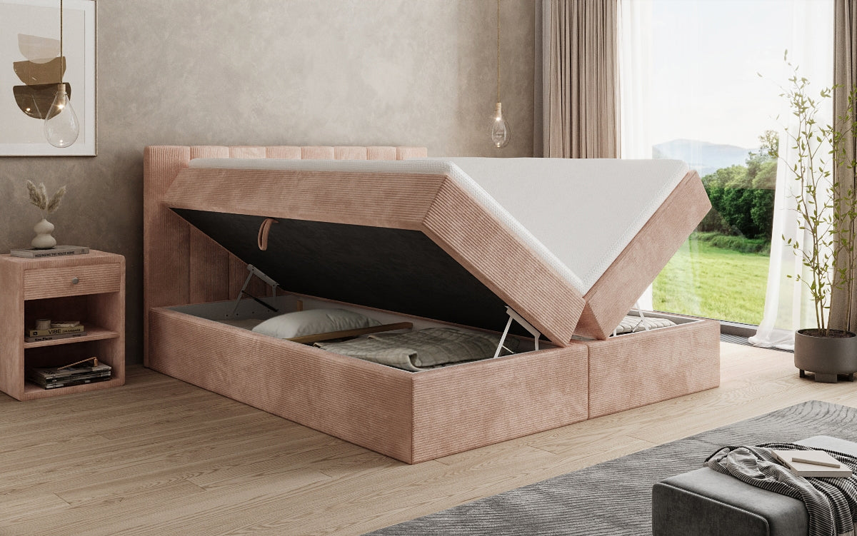 Sofia box spring bed in Corduroy with storage