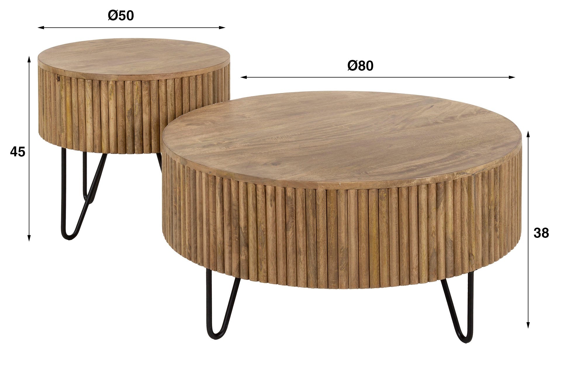 Coffee table Duna - 2-piece set made of mango wood