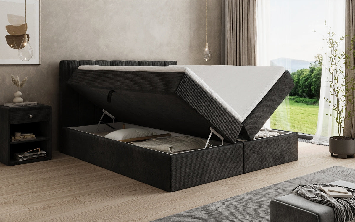 Sofia box spring bed in Corduroy with storage