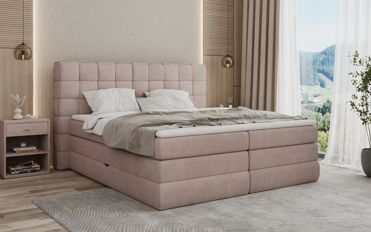 Trama box spring bed with storage in fabric