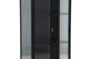 Vitrine Leonie - in Schwarz mit Wellenglas-Optik