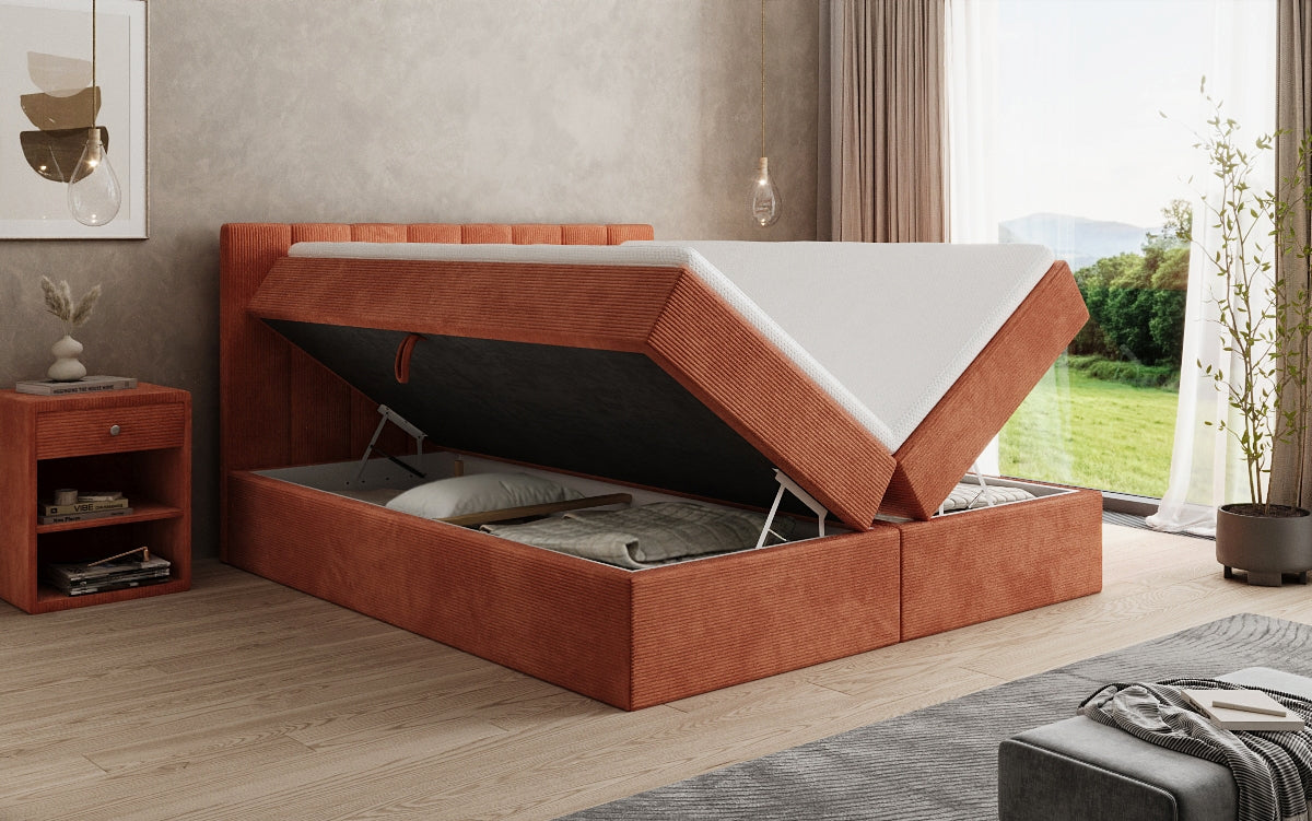 Sofia box spring bed in Corduroy with storage