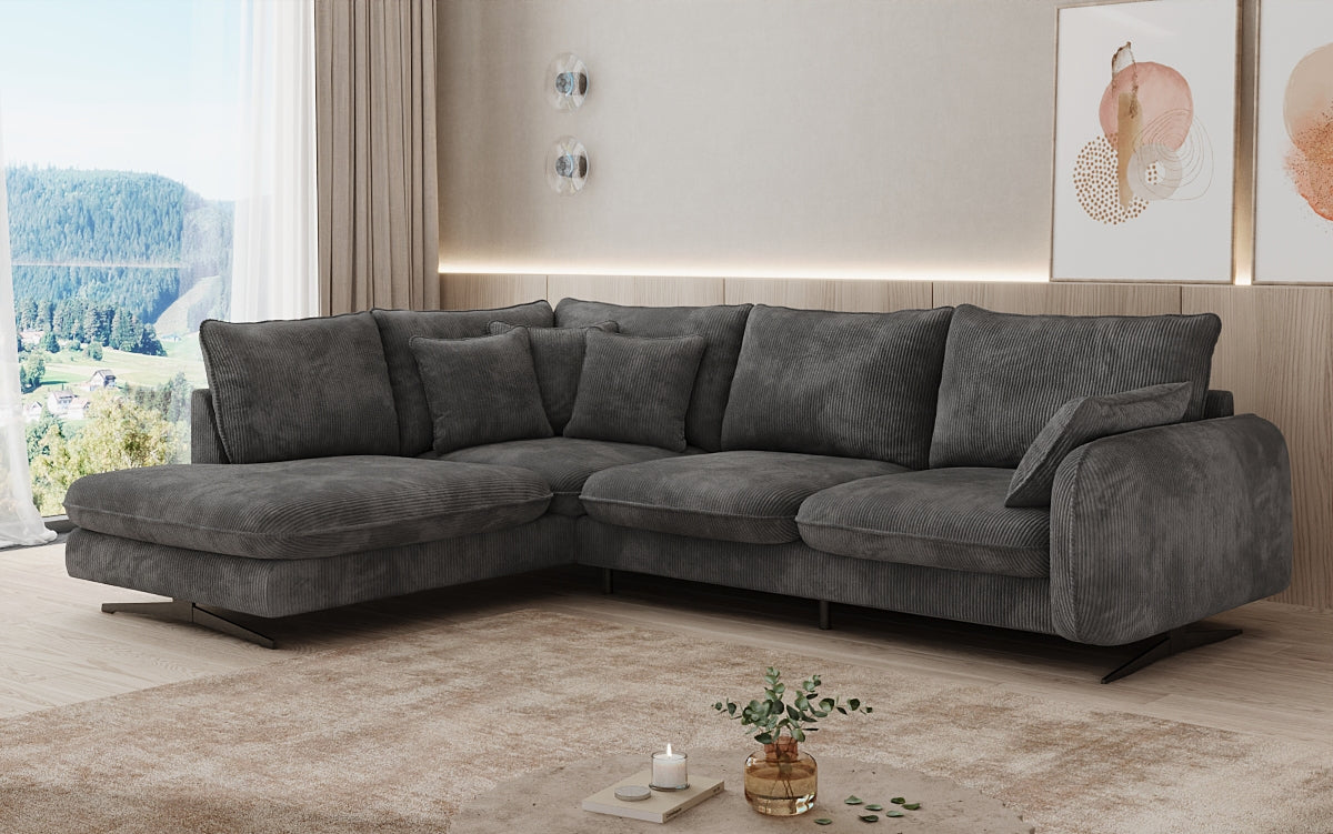 Designer Ecksofa Laguna mit Metallfüße in Cord