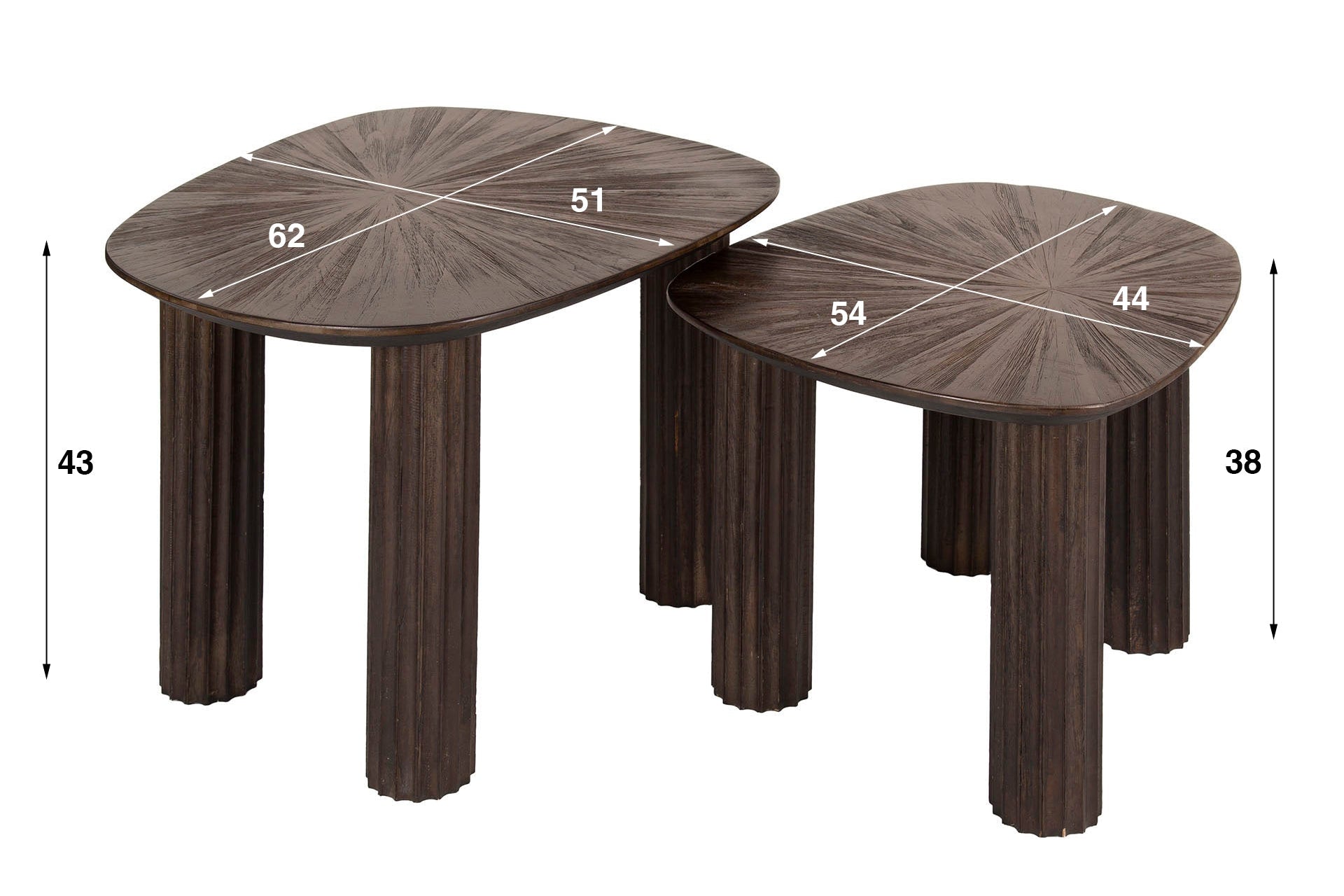 Coffee Table Kivara - Set of 2 made of high-quality teak wood in square design