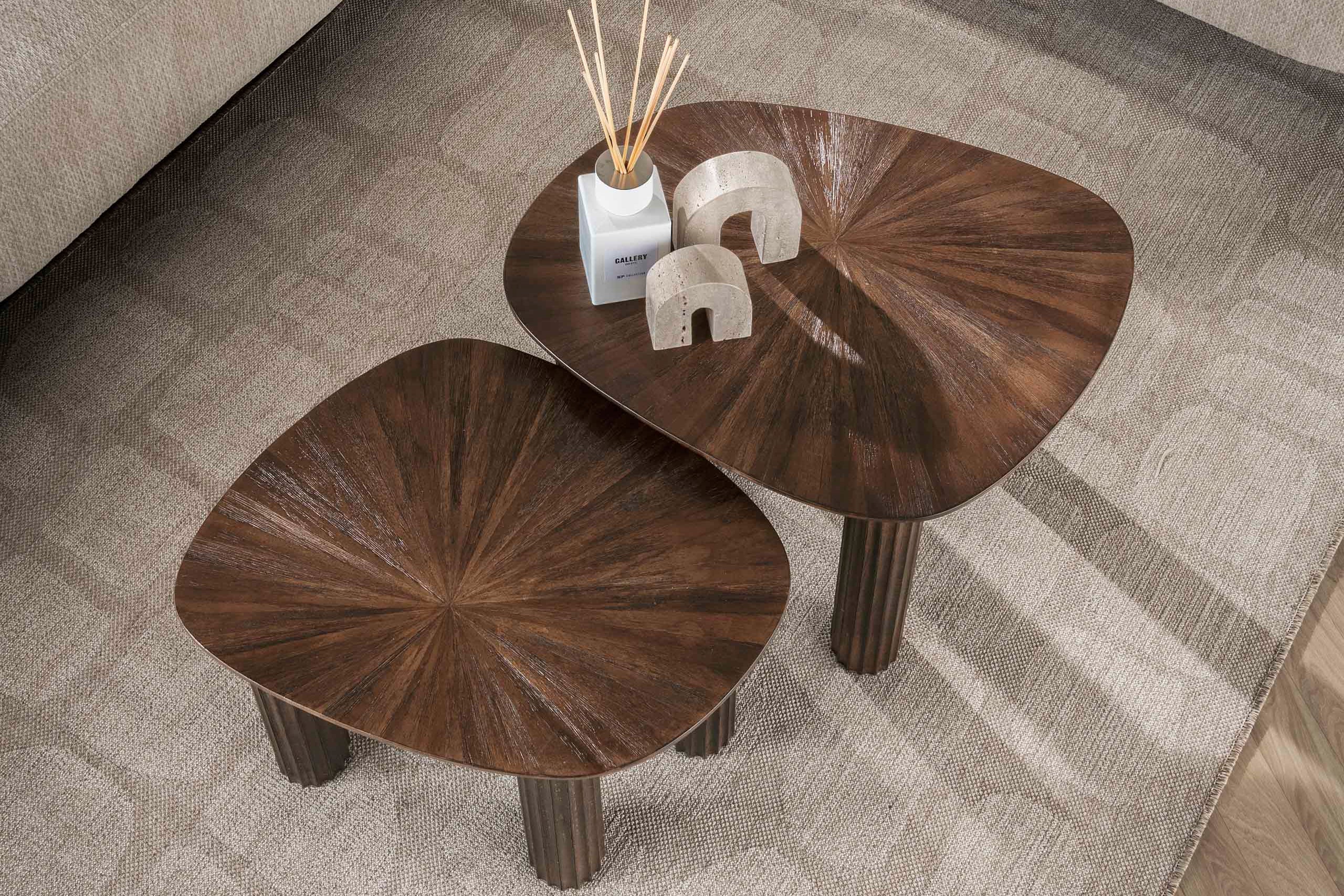 Coffee Table Kivara - Set of 2 made of high-quality teak wood in square design